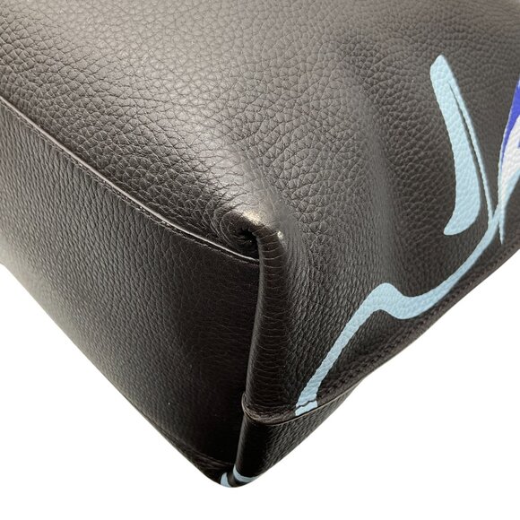 Tod's Brown / Cobalt Blue Floral Motif Tote - Picture 4 of 10